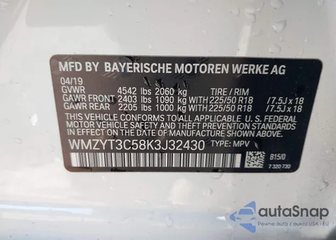 2019 Mini Countryman Cooper S from USA, damaged, VIN WMZYT3C58K3J32430
